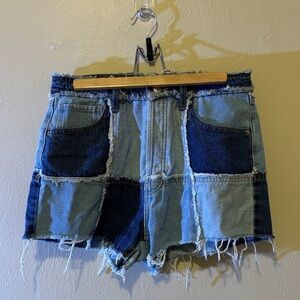 Wild Diva Blue Patchwork Jean Shorts
